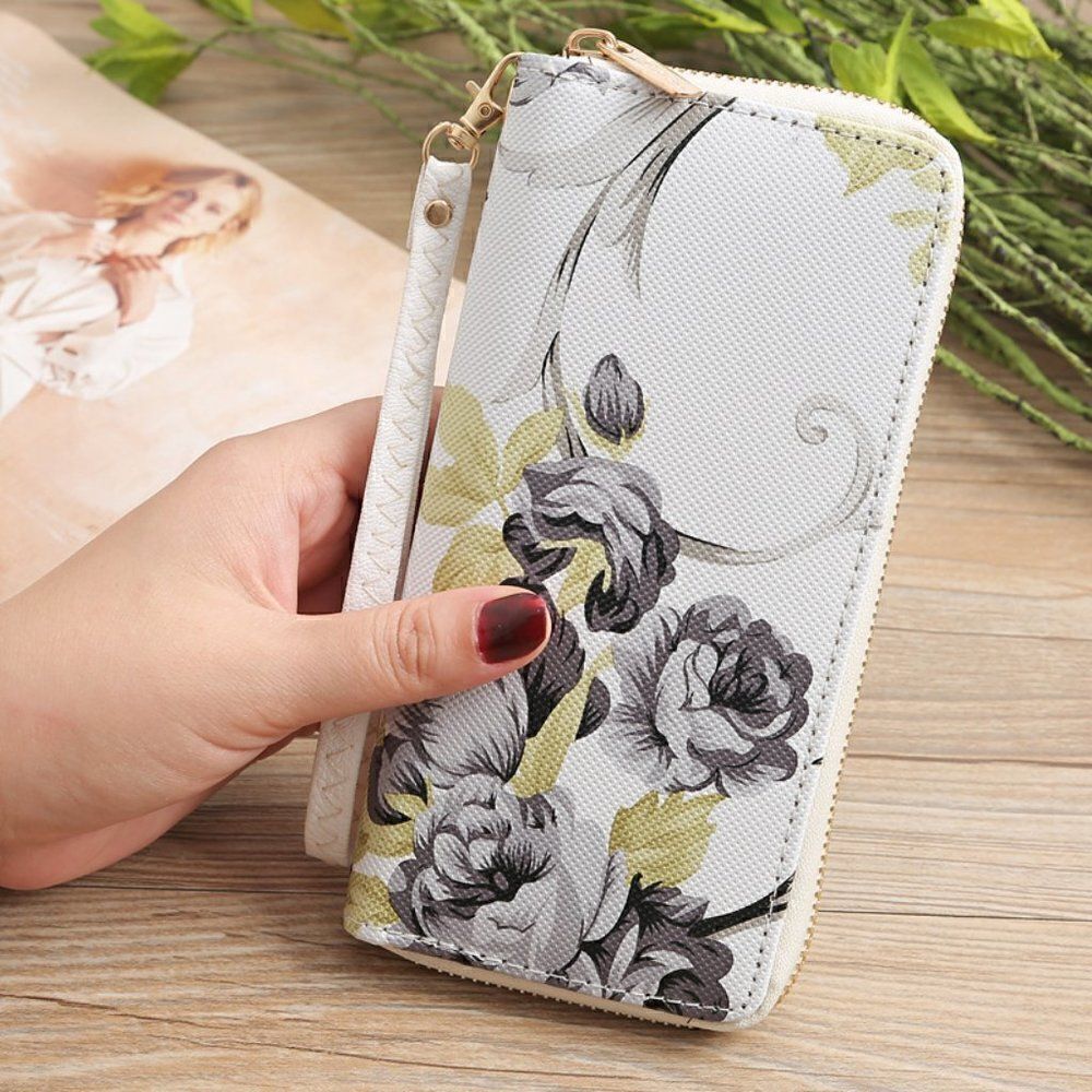 Ladies Black Floral Long Wallet - Picture 2 of 2